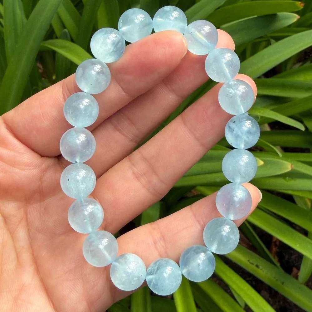 11mm stretchable blue aquamarine‎ bracelet 0351